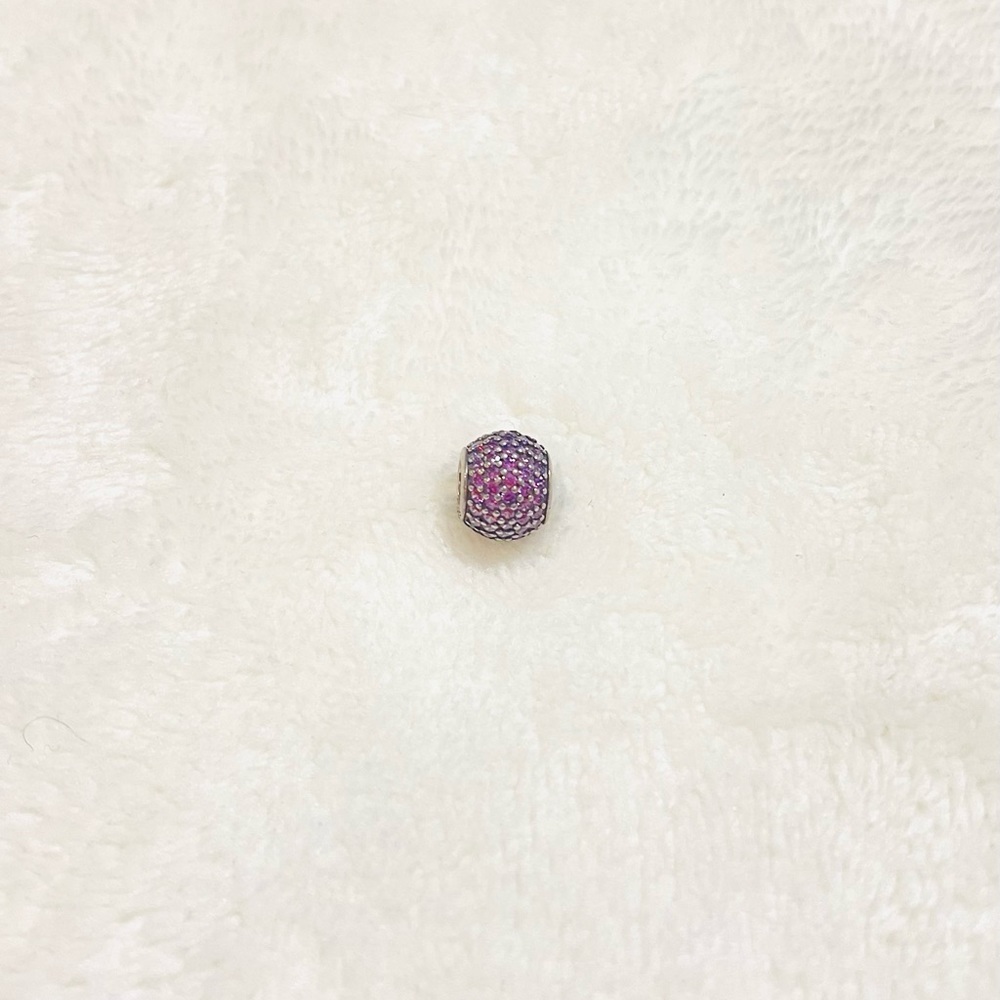 New Pandora charm Pave with Pink Zirconia Retired Sterling Silver Pave Lights